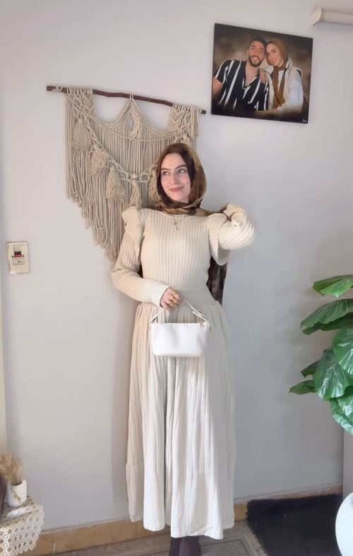 Beige Ruffles Dress.