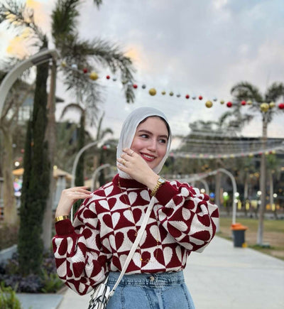Burgundy Hearts Pullover.