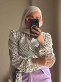 White Croise Blouse With Dots.