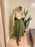 Oily Suede Skirt With Botton
