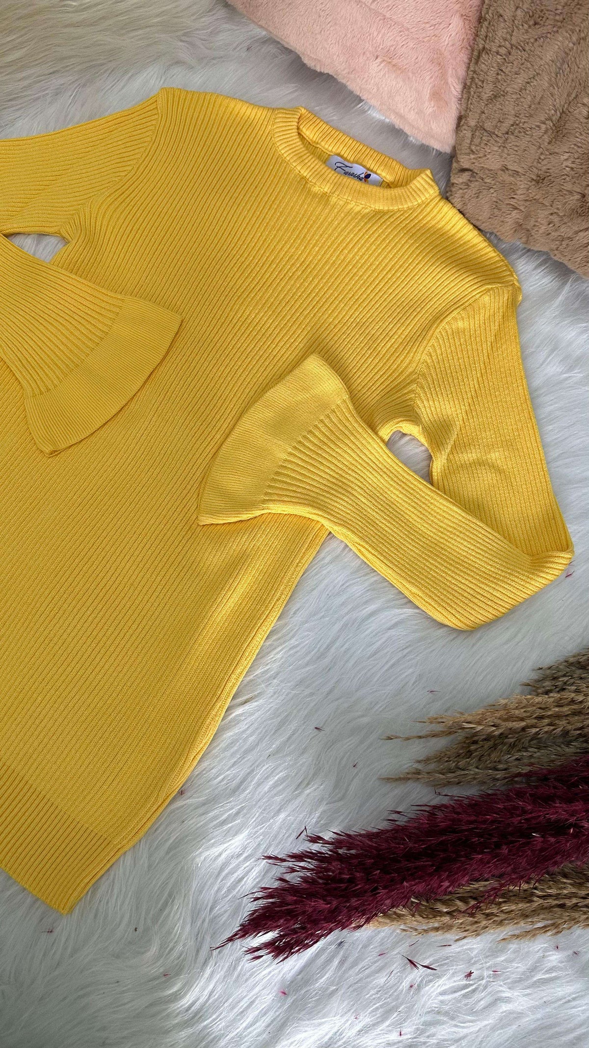 Yellow Basic Ruffled Sleeves
