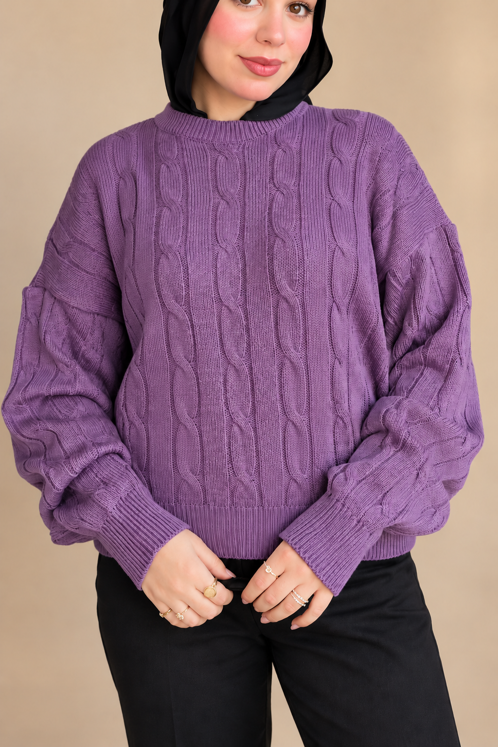 Purple Cable Pullover.