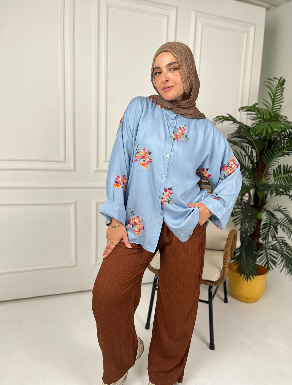 Baby Blue Bloom Blouse