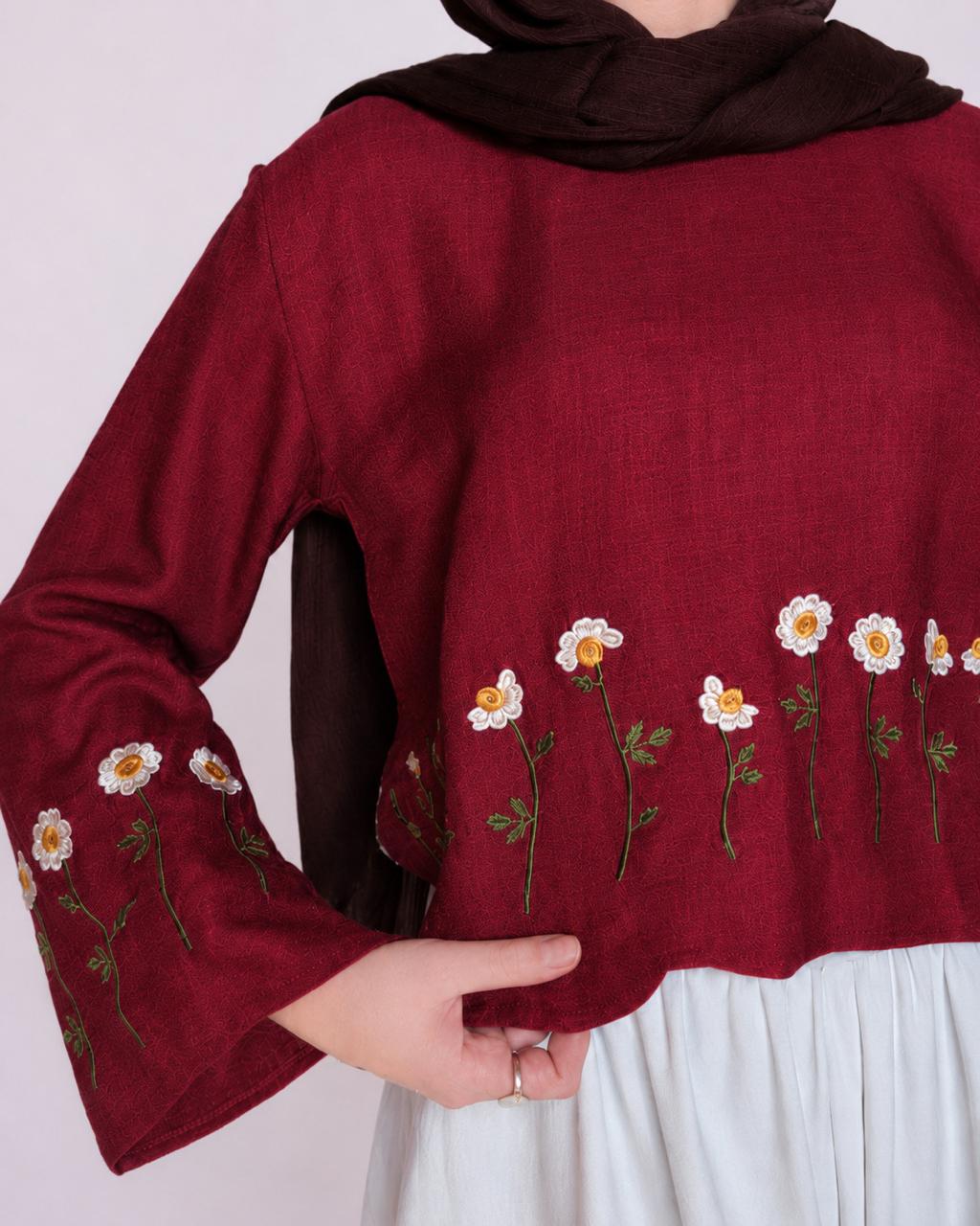 Burgundy Embroidered Blouse