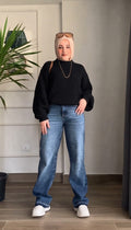 Black Crop-Top Pullover