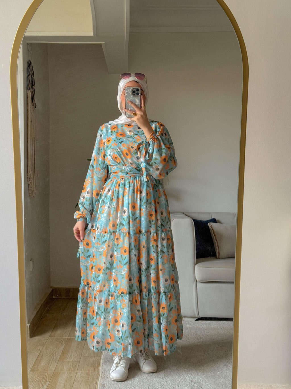 Orange Floral Dress