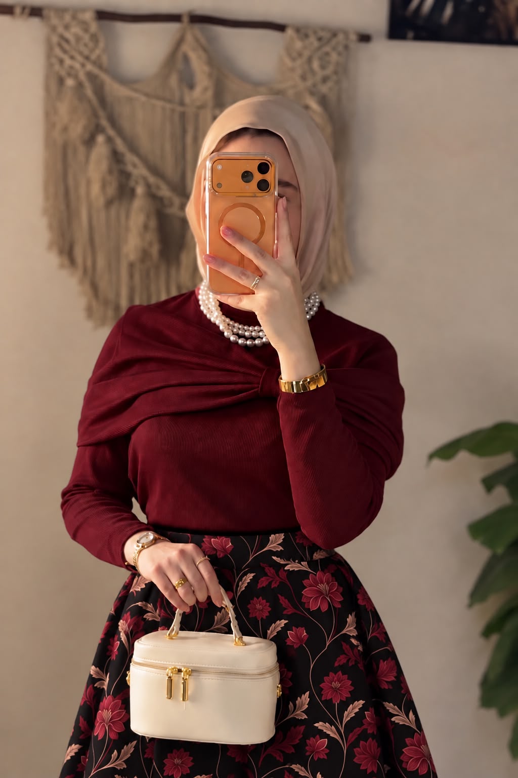 Burgundy Ribbed Bow Blouse.
