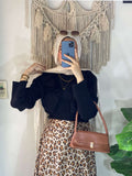 Black Ruffled knitted pullover