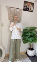 White Linen Blouse With Tie.