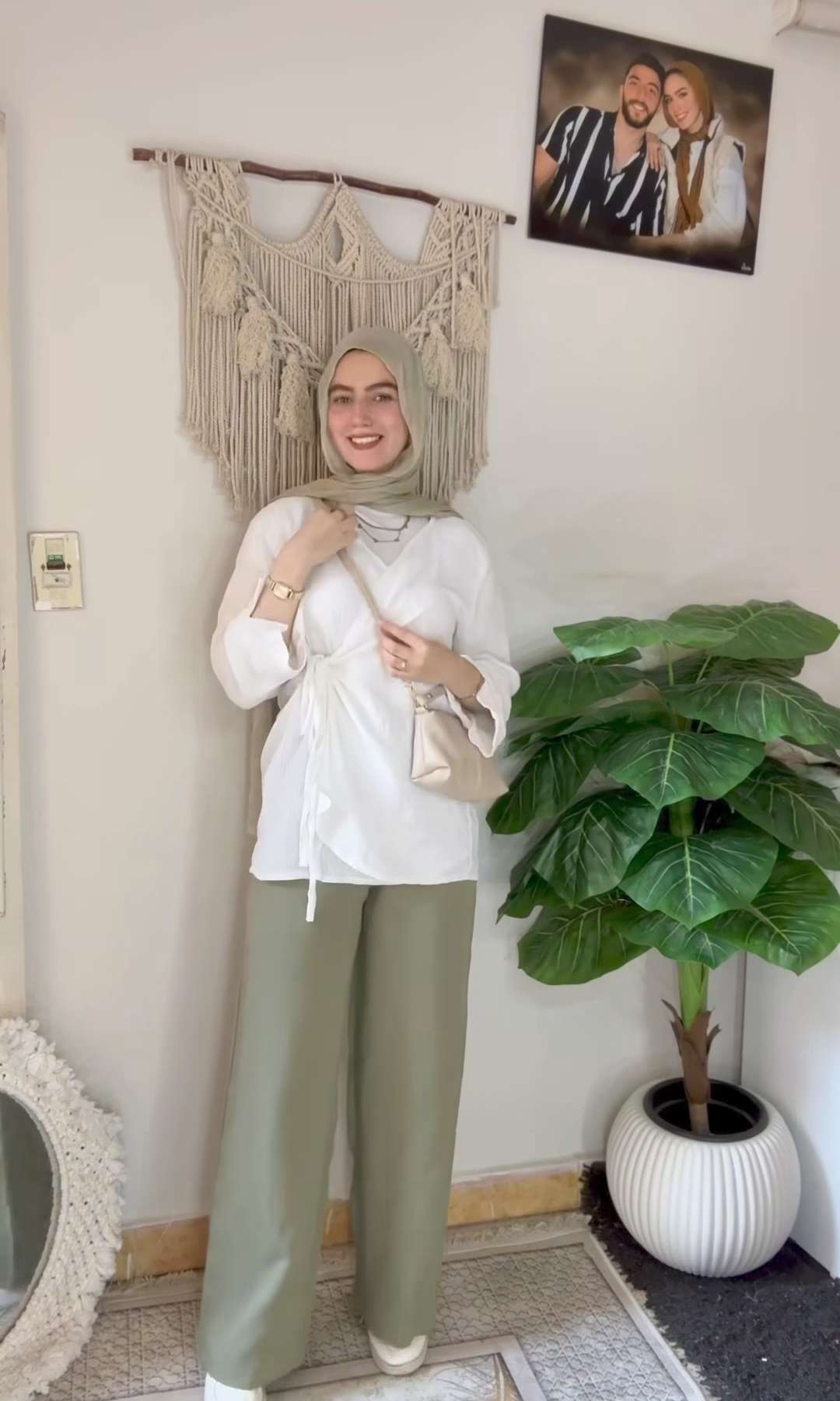 White Linen Blouse With Tie.