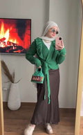 Green Ruffled knitted pullover