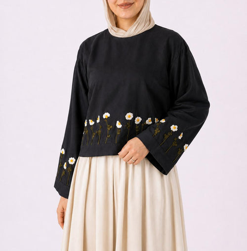 Black Embroidered Blouse