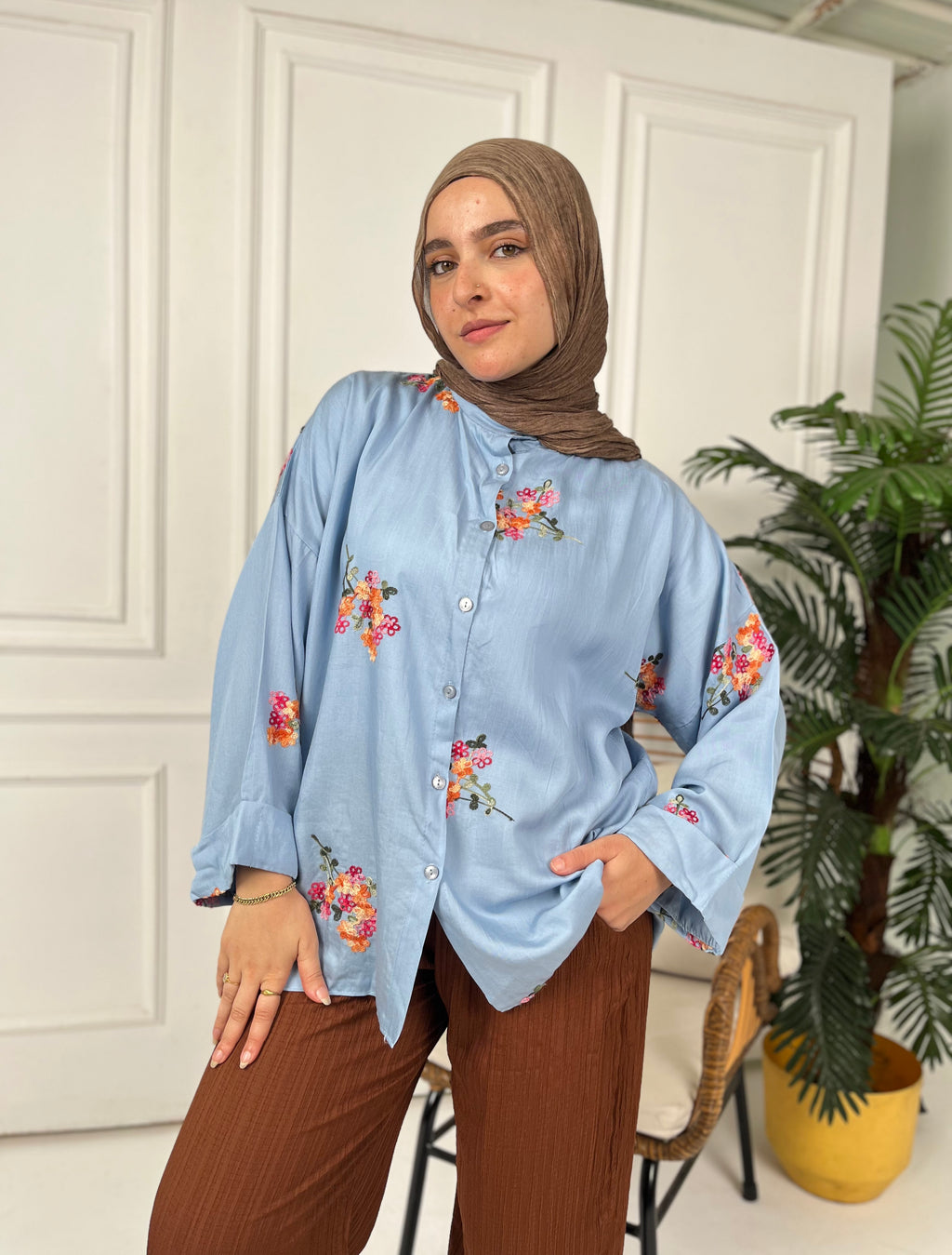Baby Blue Bloom Blouse