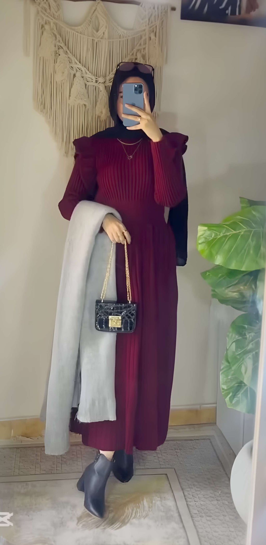 Burgundy Ruffled Dress