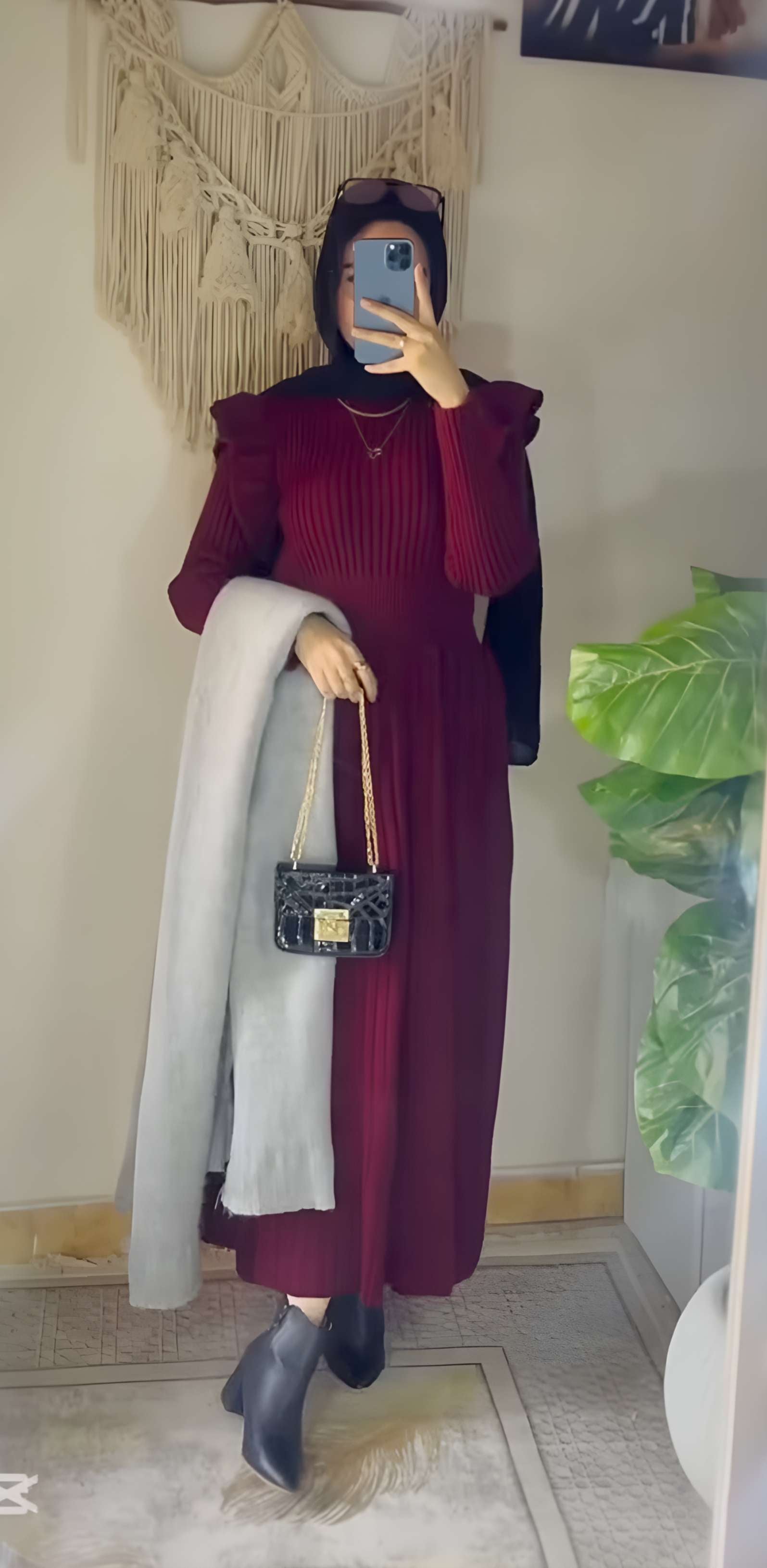 Burgundy Ruffled Dress