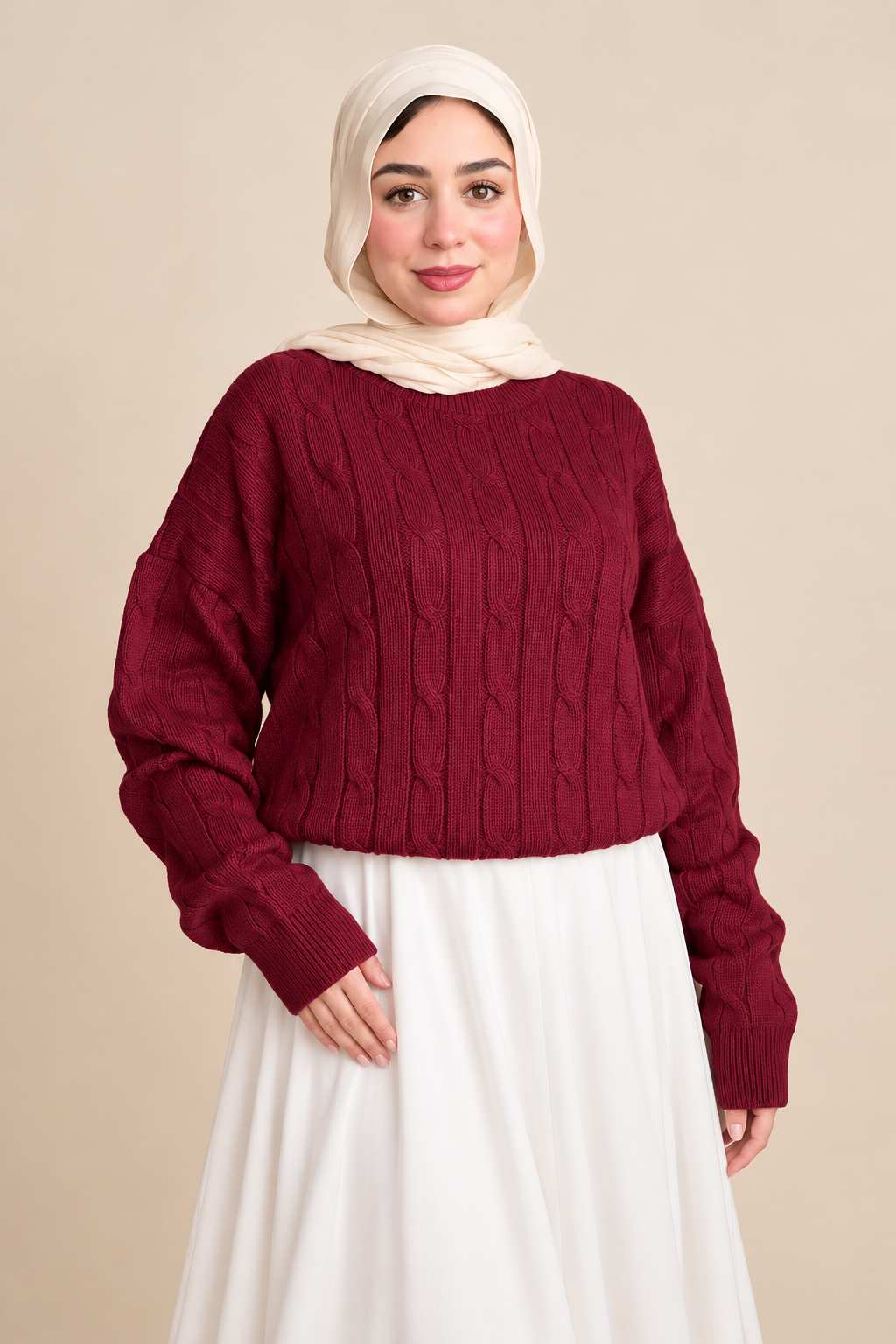 Burgundy Cable Pullover.