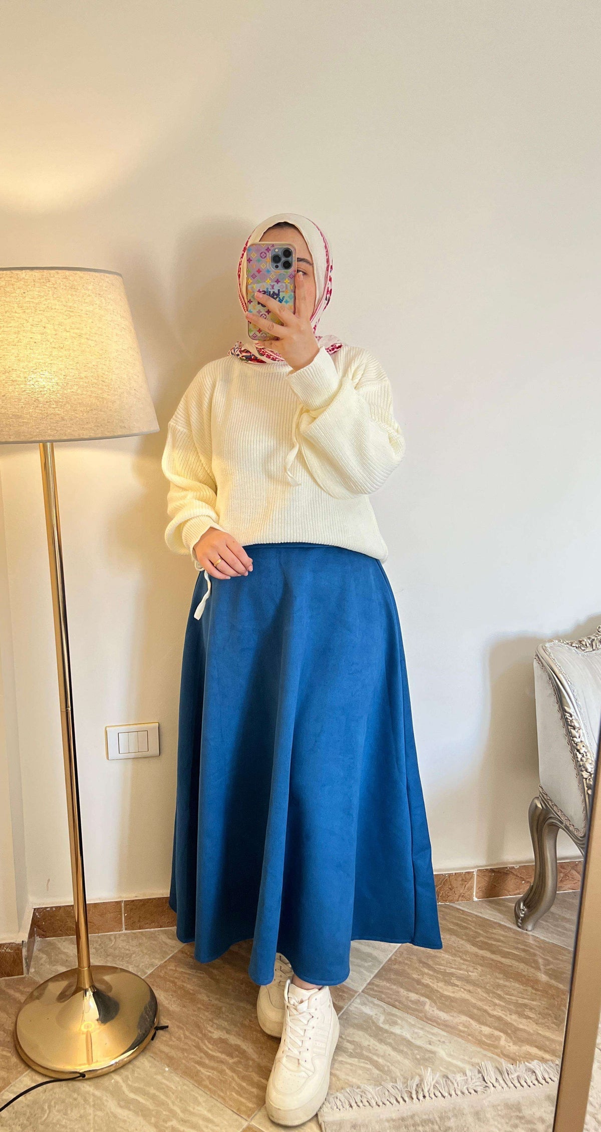 Petroleum Suede Skirt